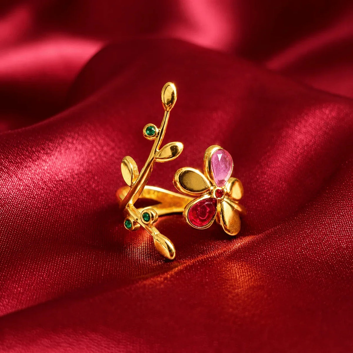 18K Gold Plated Floral Vine Ring Set - Jajra™