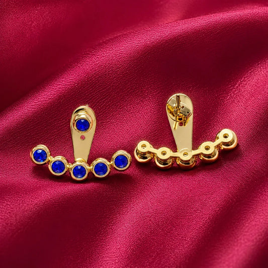 18K Gold-Plated Blue Stone Ear Jacket Earrings