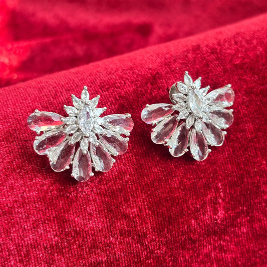 Daphne American Diamond White Swan Earrings
