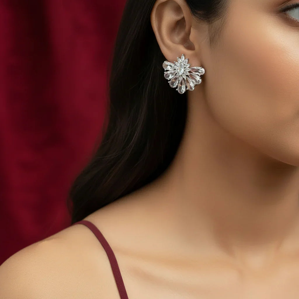 Daphne American Diamond White Swan Earrings