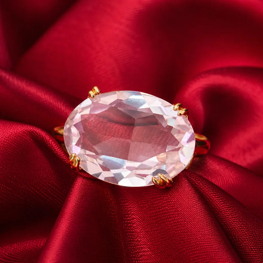 Pink Oval Stone Gold-Tone Cocktail Ring