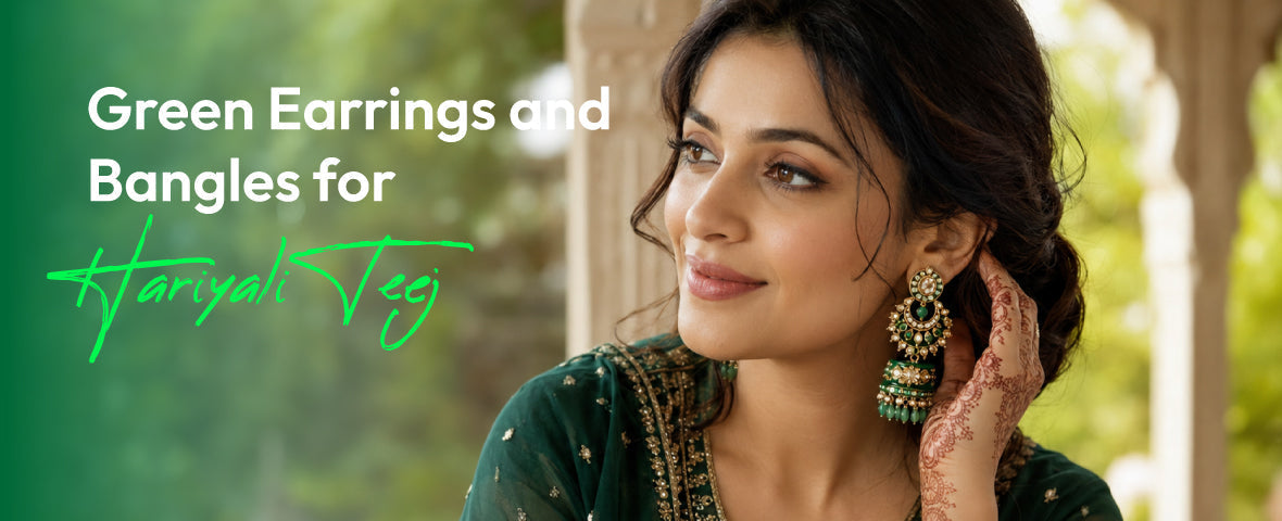 Green Earrings and Bangles for Hariyali Teej