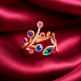 18K Gold Plated Multicolour Vine Adjustable Ring
