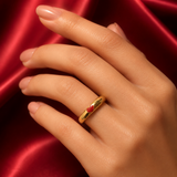 18K Gold Plated Red Heart Band Ring