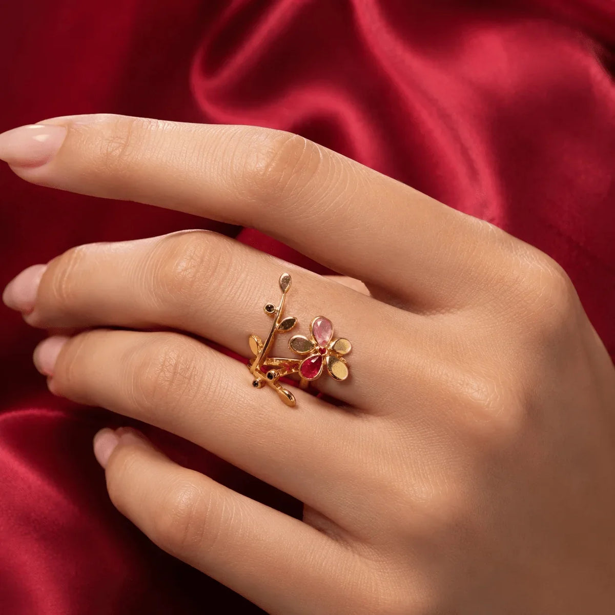 18K Gold Plated Floral Vine Ring Set - Jajra™