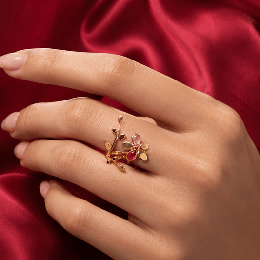 18K Gold Plated Floral Vine Ring Set - Jajra™