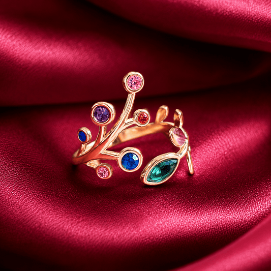 18K Gold Plated Multicolour Vine Adjustable Ring - Jajra™