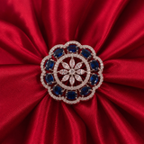 Blue American Diamond Floral Cocktail Ring
