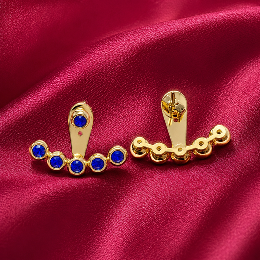 18K Gold-Plated Blue Stone Ear Jacket Earrings