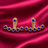 18K Gold-Plated Blue Stone Ear Jacket Earrings