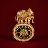 Elephant Motif Meenakari Pearl Brass Adjustable Ring