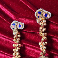 Meher Brass Dove Lotus Drop Jhumka Earrings with Pearls
