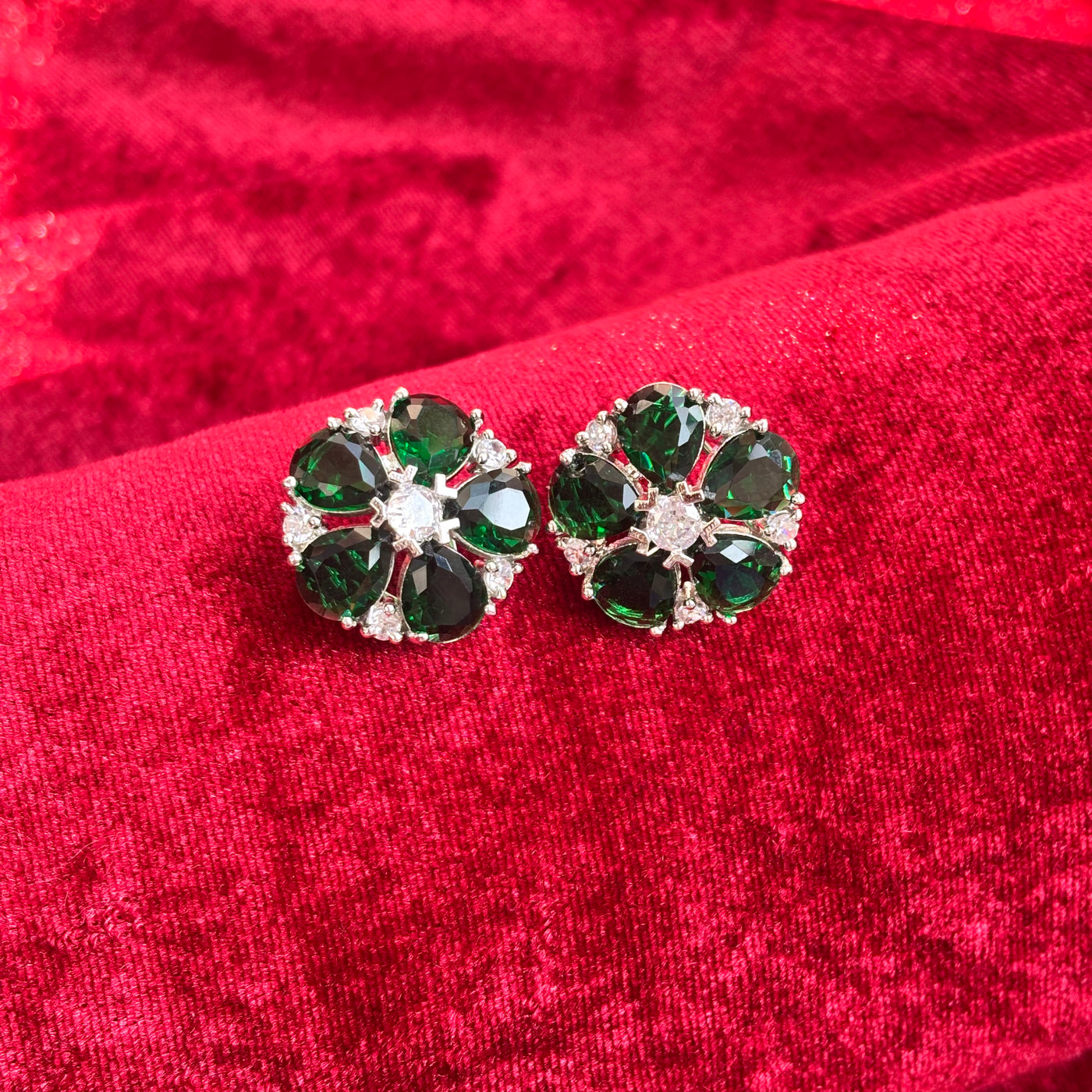 Aurelia American Diamond Blue Five Petal Stud Earrings