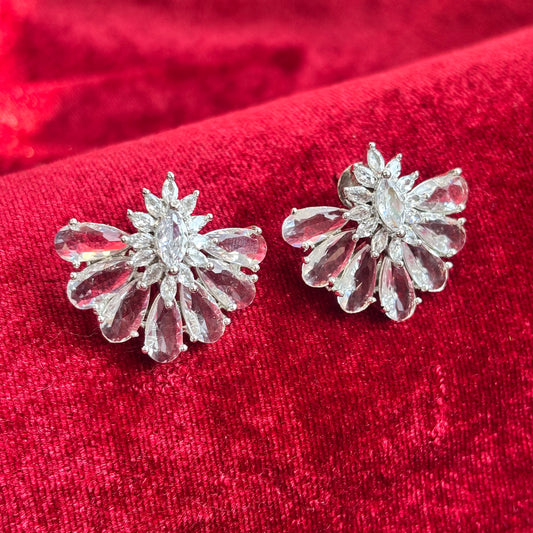 Daphne American Diamond White Swan Earrings
