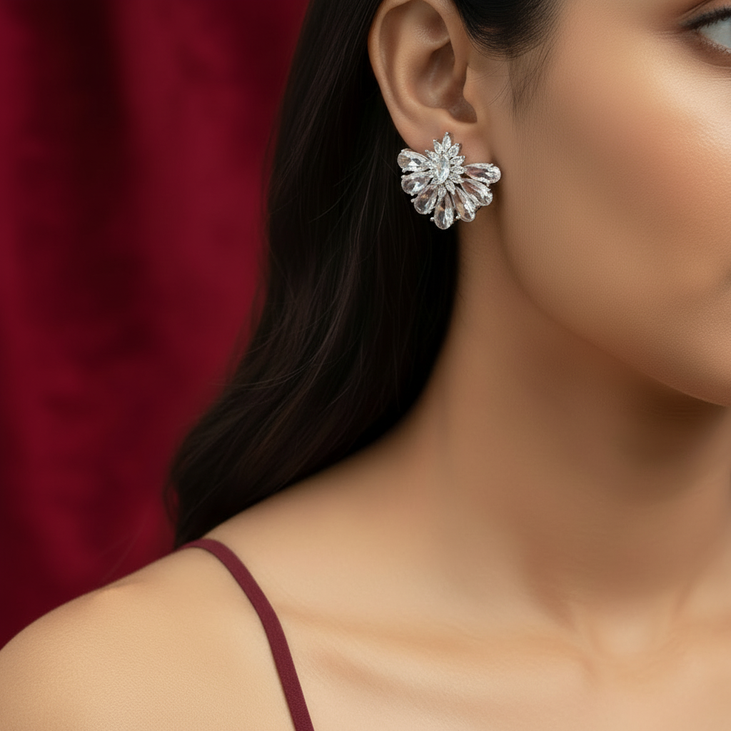 Daphne American Diamond White Swan Earrings