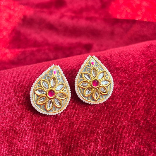 Mor Brass Pankhuri Floral Teardrop Earrings