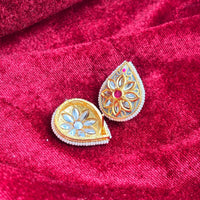 Mor Brass Pankhuri Floral Teardrop Earrings