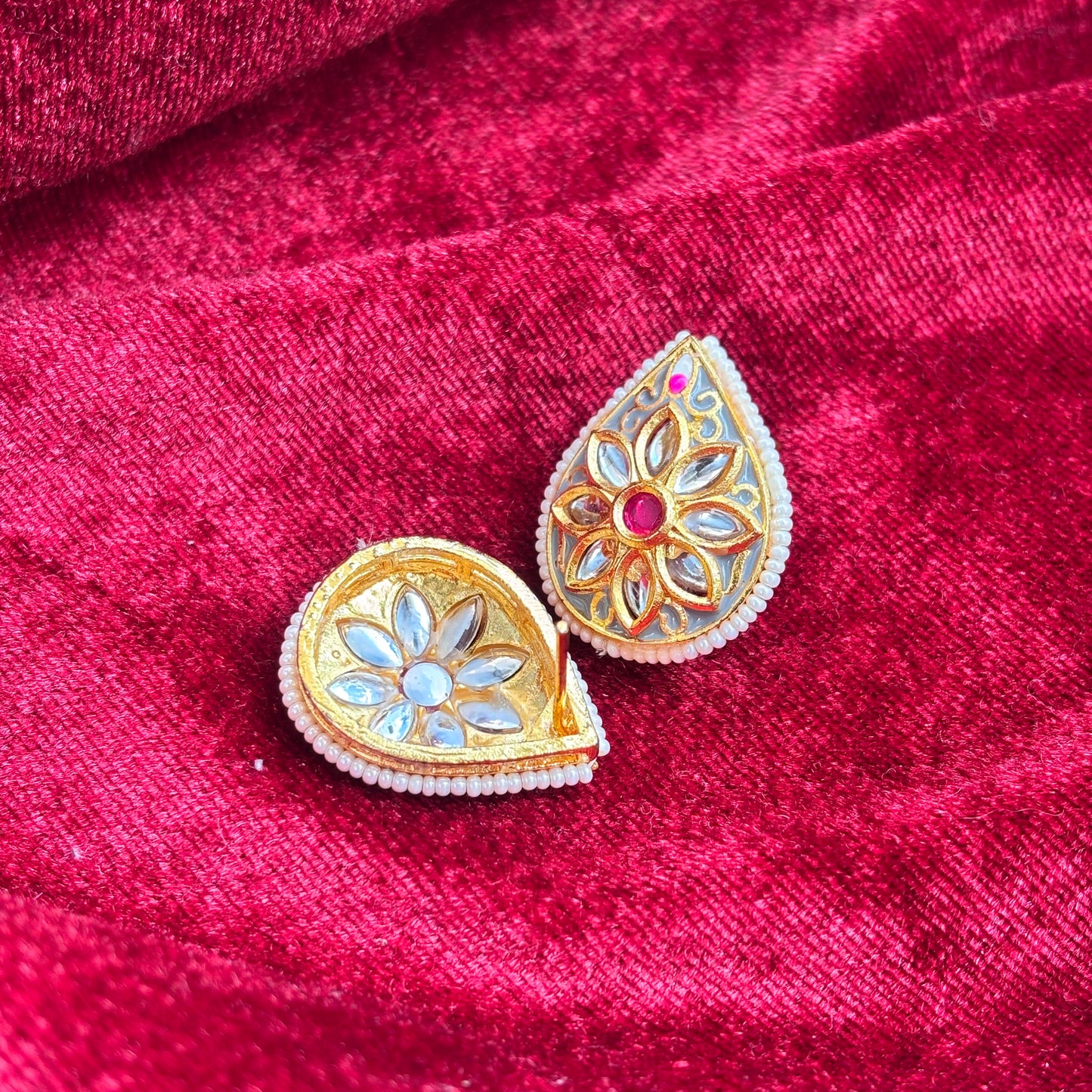 Mor Brass Pankhuri Floral Teardrop Earrings