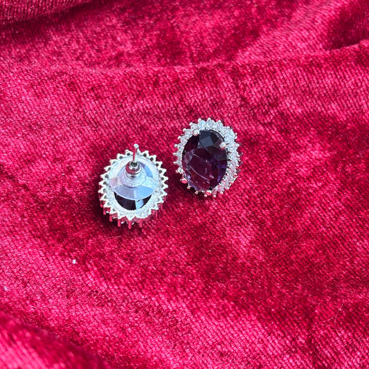Kate Oval Purple Stone American Diamond Earrings