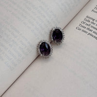 Kate Oval Purple Stone American Diamond Earrings