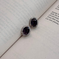 Kate Oval Purple Stone American Diamond Earrings