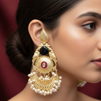 SIA Pure Brass Begum Hazrat Mahal Statement Earrings