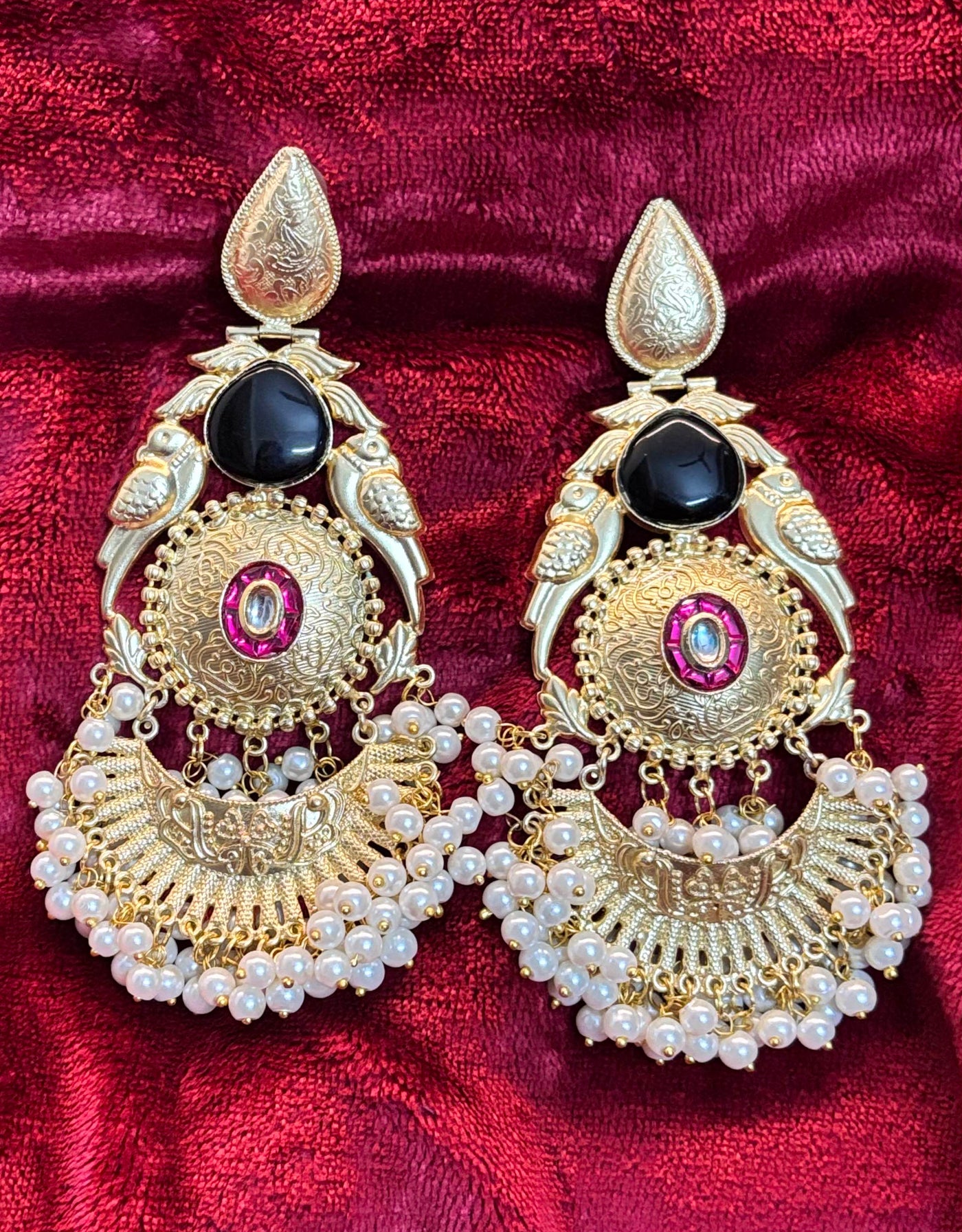 SIA Pure Brass Begum Hazrat Mahal Statement Earrings