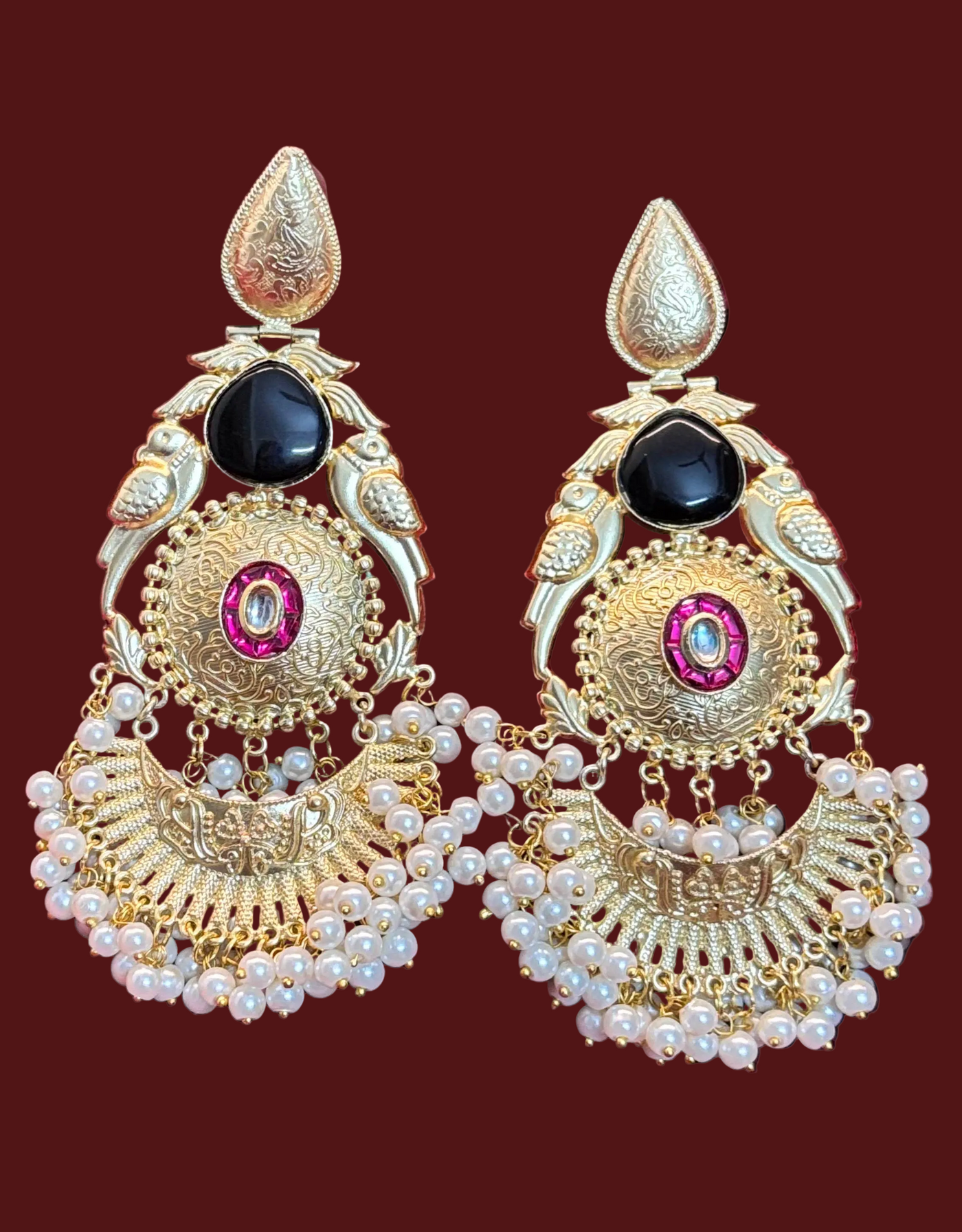 SIA Pure Brass Begum Hazrat Mahal Statement Earrings