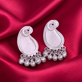 Silver-Plated Paisley Ghungroo Brass Earrings