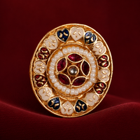 Multicolour Meenakari Pearl Brass Statement Ring
