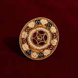 Multicolour Meenakari Pearl Brass Statement Ring