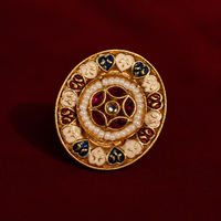 Multicolour Meenakari Pearl Brass Statement Ring