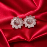 Silver-Plated Sunflower Brass Stud Earrings