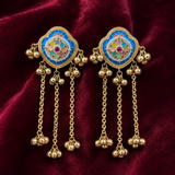 Multicolour Meenakari Brass Long Chain Earrings