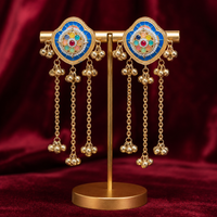 Multicolour Meenakari Brass Long Chain Earrings