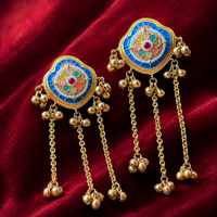 Multicolour Meenakari Brass Long Chain Earrings