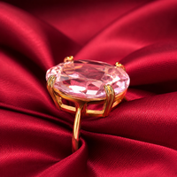 Pink Oval Stone Gold-Tone Cocktail Ring