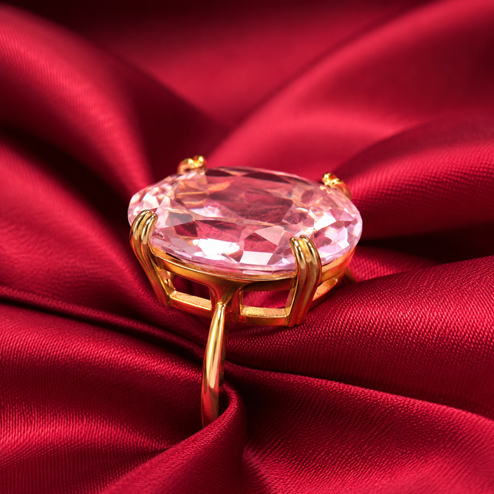Pink Oval Stone Gold-Tone Cocktail Ring