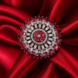 Red American Diamond Floral Cocktail Ring
