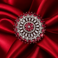 Red American Diamond Floral Cocktail Ring