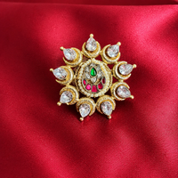 Traditional Kundan-Style Pearl Brass Adjustable Ring