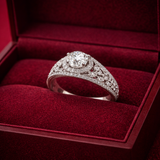 Aveen American Diamond Halo White Cocktail Ring