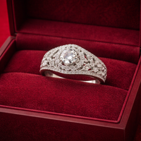 Aveen American Diamond Halo White Cocktail Ring
