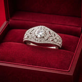 Aveen American Diamond Halo White Cocktail Ring - Jajra