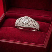Aveen American Diamond Halo White Cocktail Ring - Jajra