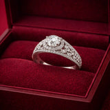 Aveen American Diamond Halo White Cocktail Ring - Jajra