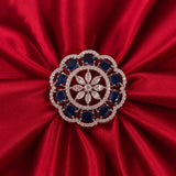 Blue American Diamond Floral Cocktail Ring - Jajra™