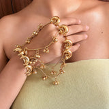 Gold Ghungroo Hathphool Hand Bracelet - Jajra