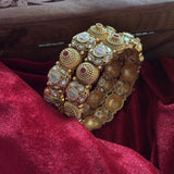 Gold Kundan Meenakari Kada Bangle Set - Jajra
