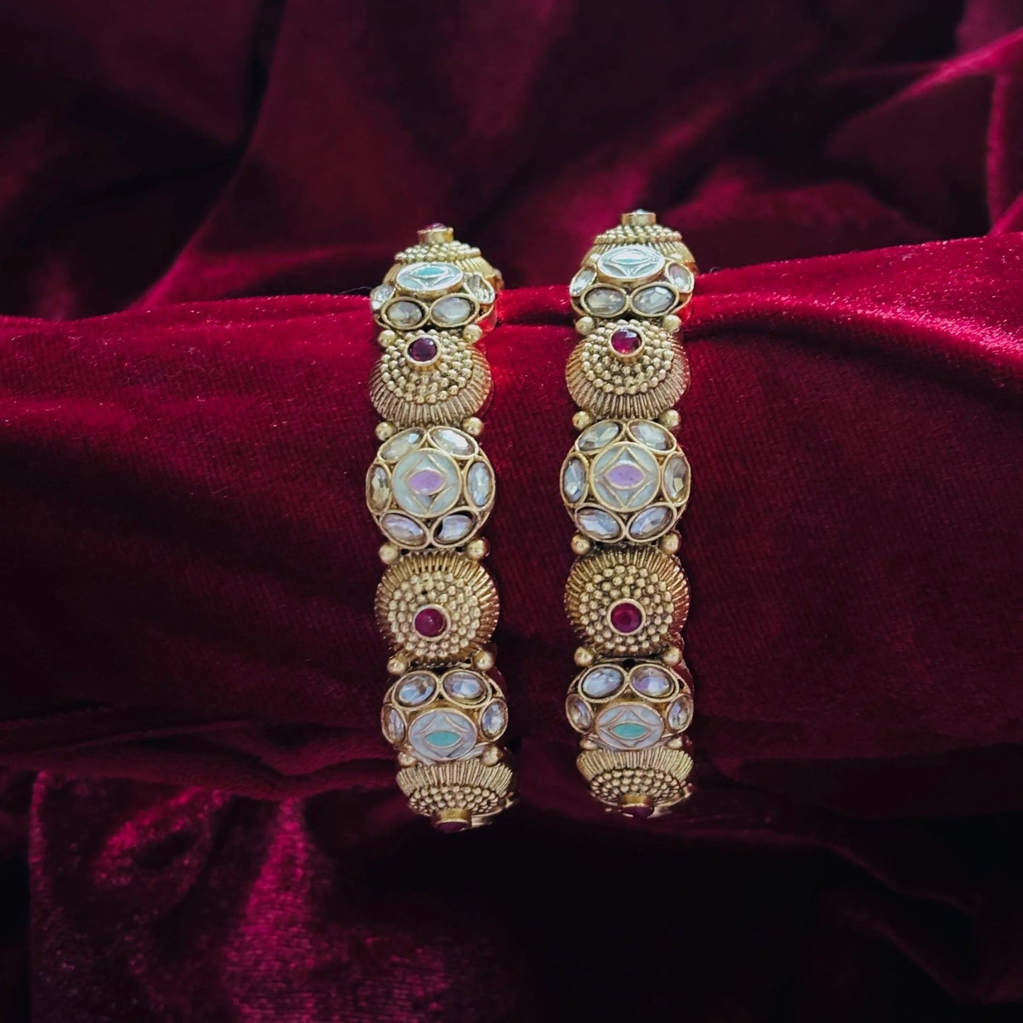 Gold Kundan Meenakari Kada Bangle Set - Jajra